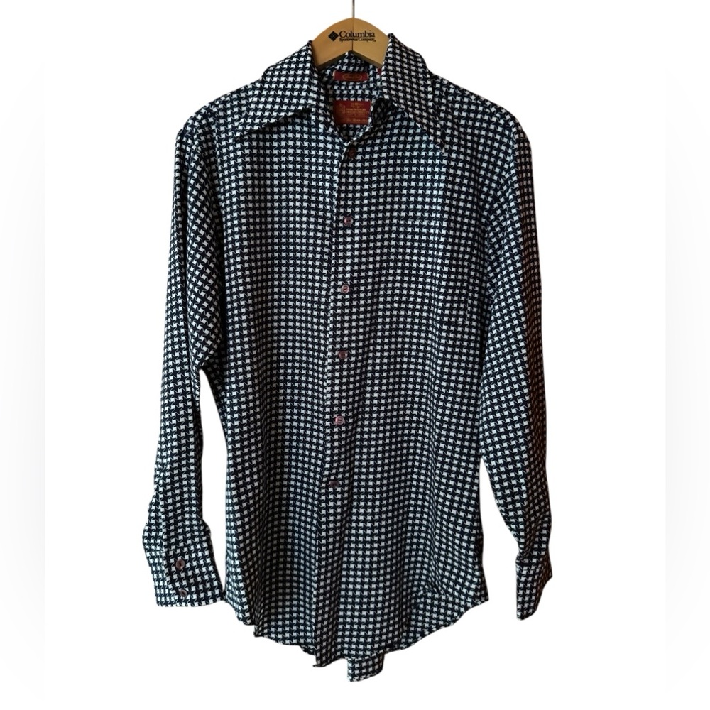 1970s Sears Best “Kings Road” Perma-Prest Dagger Collar Button Down Shirt‎